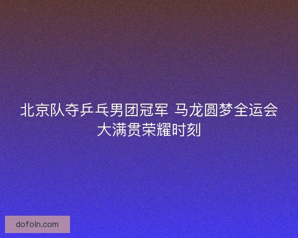 北京队夺乒乓男团冠军 马龙圆梦全运会大满贯荣耀时刻